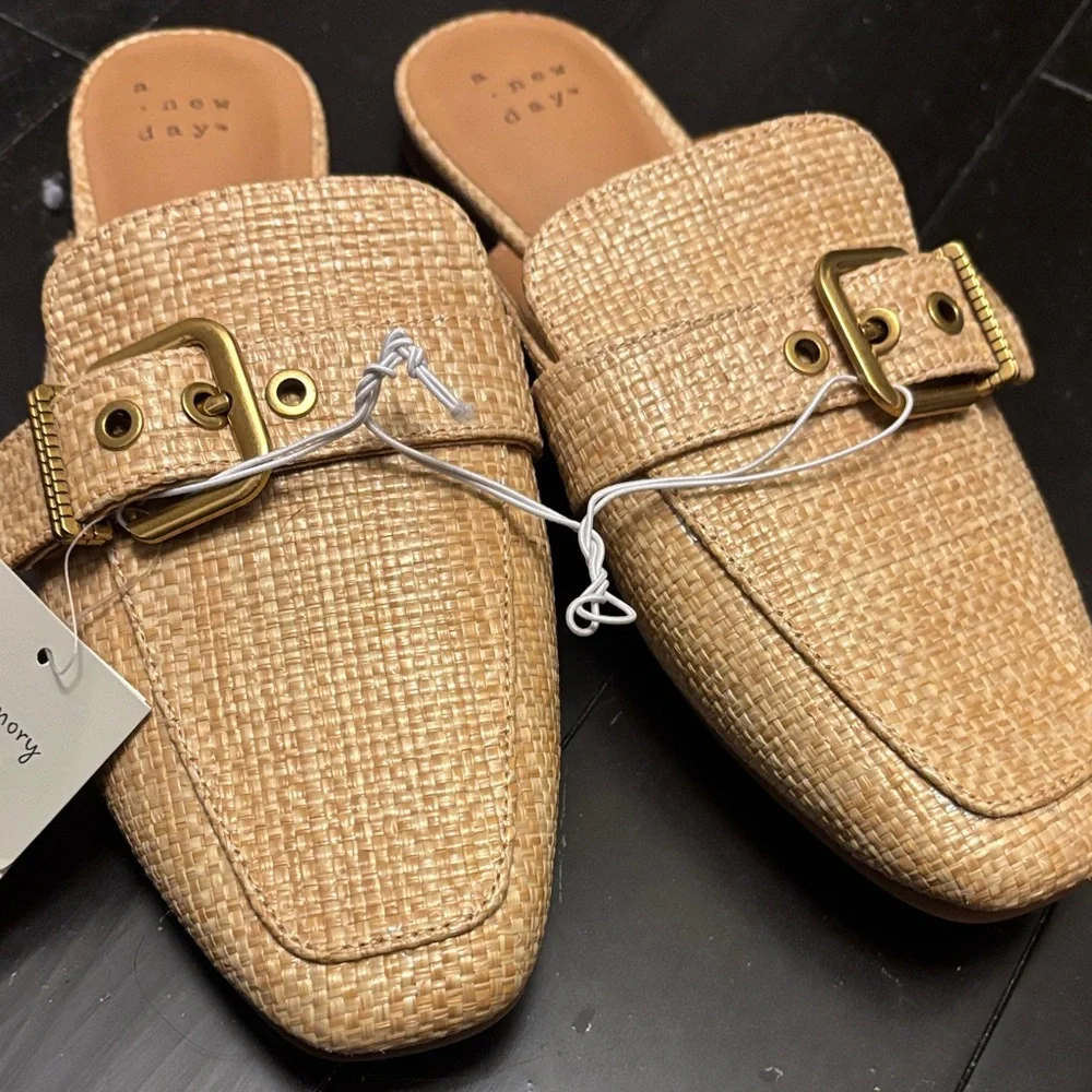 a new day Tan Woven Mules with Buckle - Picture 3 of 4